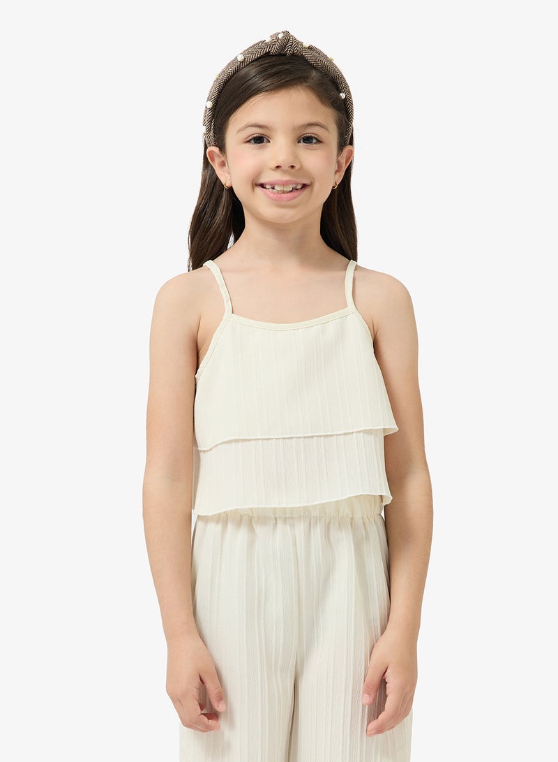 Pinata White Strappy Frill Top and Pants Set - Image 3